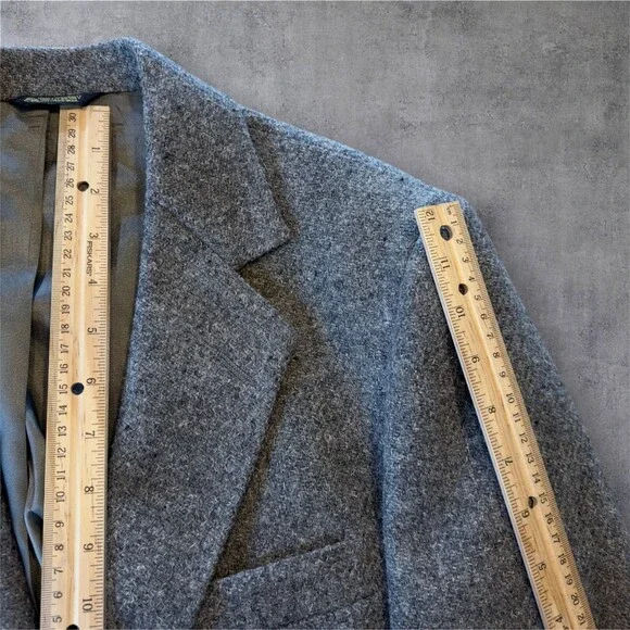 Vintage OAKBROOK Men’s Blazer 38R Gray Tweed Wool Sport Coat Two‑Button Jacket